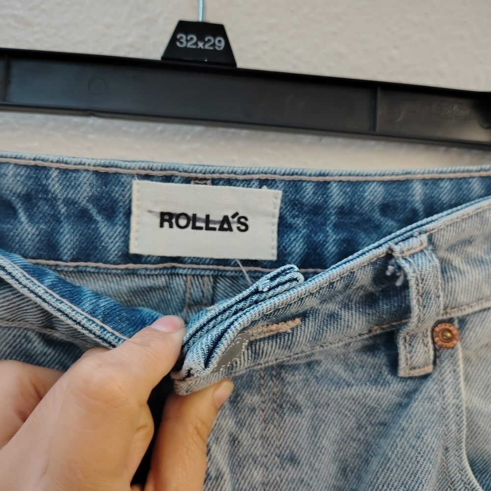 ROLLA'S Elle Garage Worn Blue Distressed Straight Leg Jeans Sz 26 High Rise - Picture 11 of 16